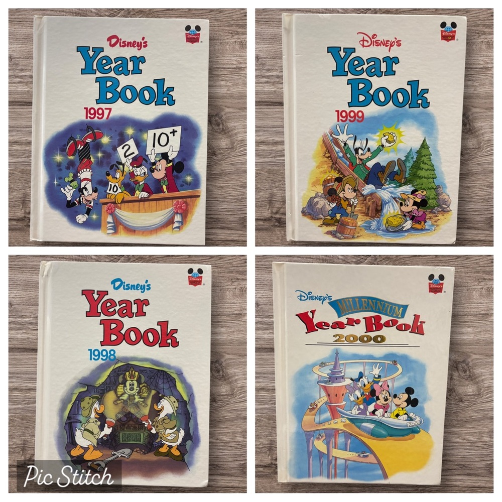 Disney Year Book Set of 4 with Colorful Covers 1997-2000